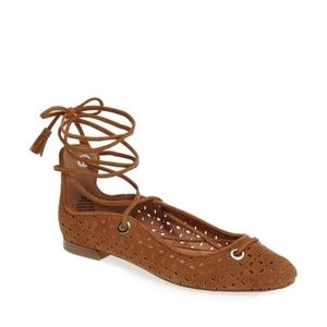 Halogen Nella Ghillie Flat Cognac Leather